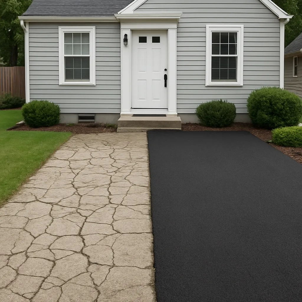 Concrete Driveway Replacement → Asphalt Overlay